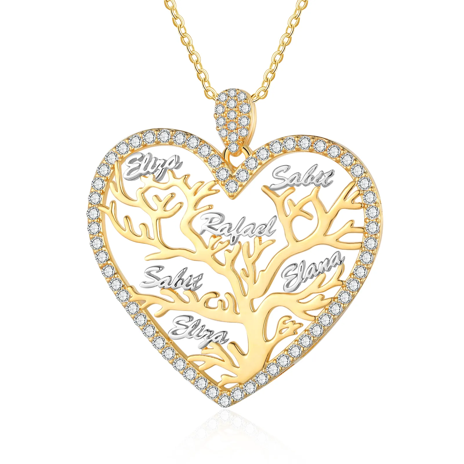 À Ma Maman - Collier Pendentif Arbre de vie Arbre généalogique 1-6 prénoms Avec Coffret Coeur | Jessemade
