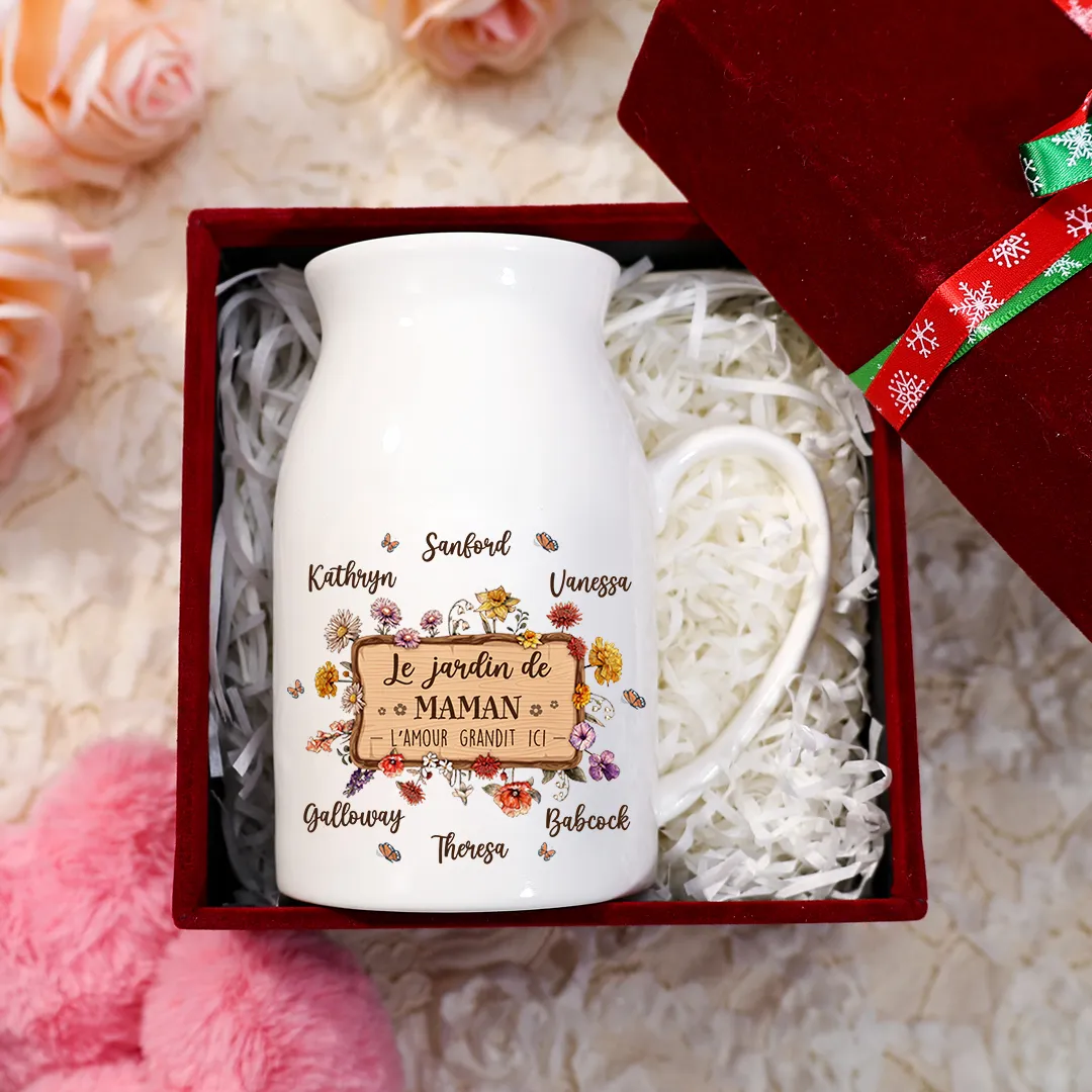 Vase à Fleurs 1-6 Prénoms Personnalisés avec 1 Texte pour Maman/Mamie Décoration de la Maison (sans plantes) | Jessemade