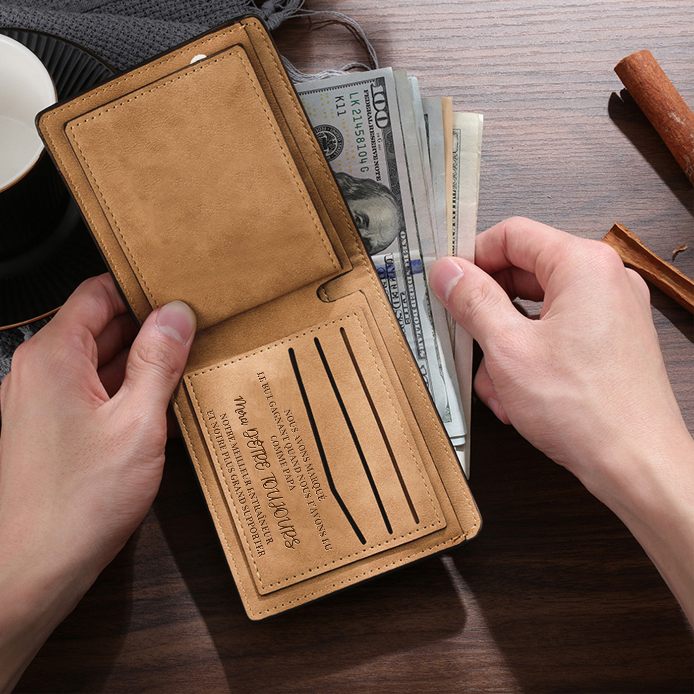 Portefeuille personnalisable avec photo et 1 à 10 prénoms - Cadeau pour Papa | Cadeau Fête des Pères | Jessemade