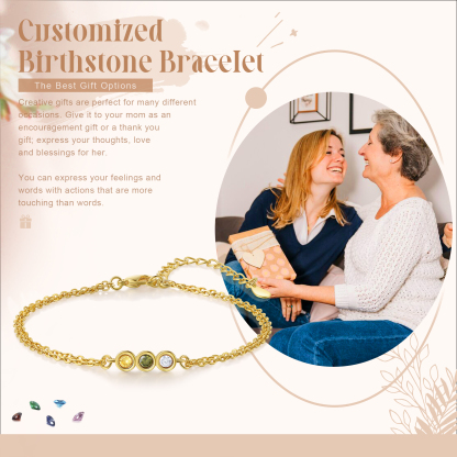 Bracelet Femme Personnalisés avec 3 Pierres de Naissance