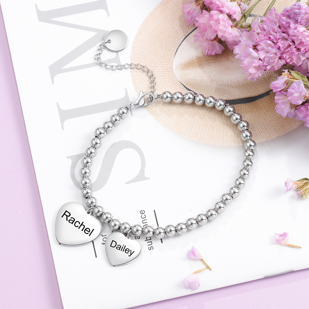À Ma Marraine Bracelet Cheville Prénom Personnalisé 2 Coeurs Pour Femme | Jessemade