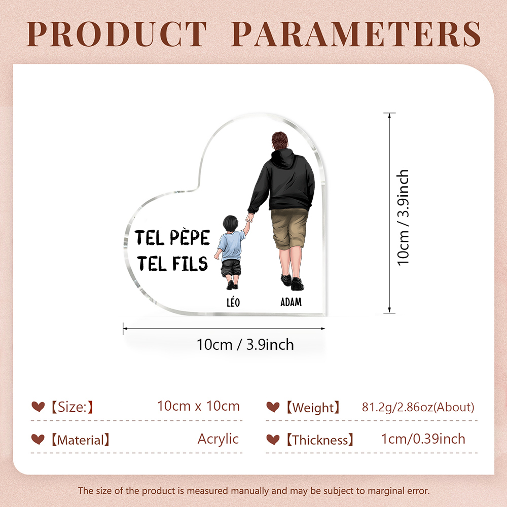 Plaque Acrylique 2 Prénoms Personnalisés pour Papa et Fils | Cadeau Fête des Pères | Jessemade