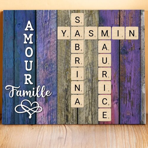Cadre en Bois grille de mots croisés 1-12 Prénoms Personnalisés Amour famille Cadeau pour Famille | Jessemade