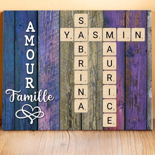 Cadre en Bois grille de mots croisés 1-12 Prénoms Personnalisés Amour famille Cadeau pour Famille | Jessemade