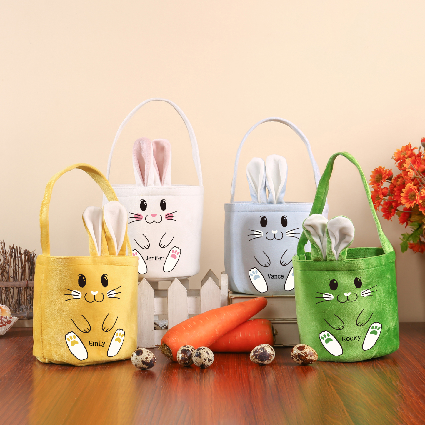 Sac de Pâques Lapin 1 Prénom Personnalisé Tote Bag Enfant