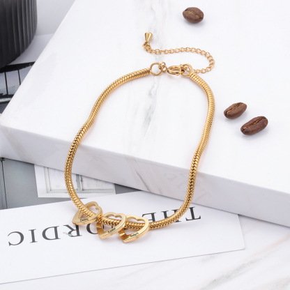 Bracelet Cheville Réglable Prénom Personnalisés Pour Femmes Avec 6 Pendentif Coeur