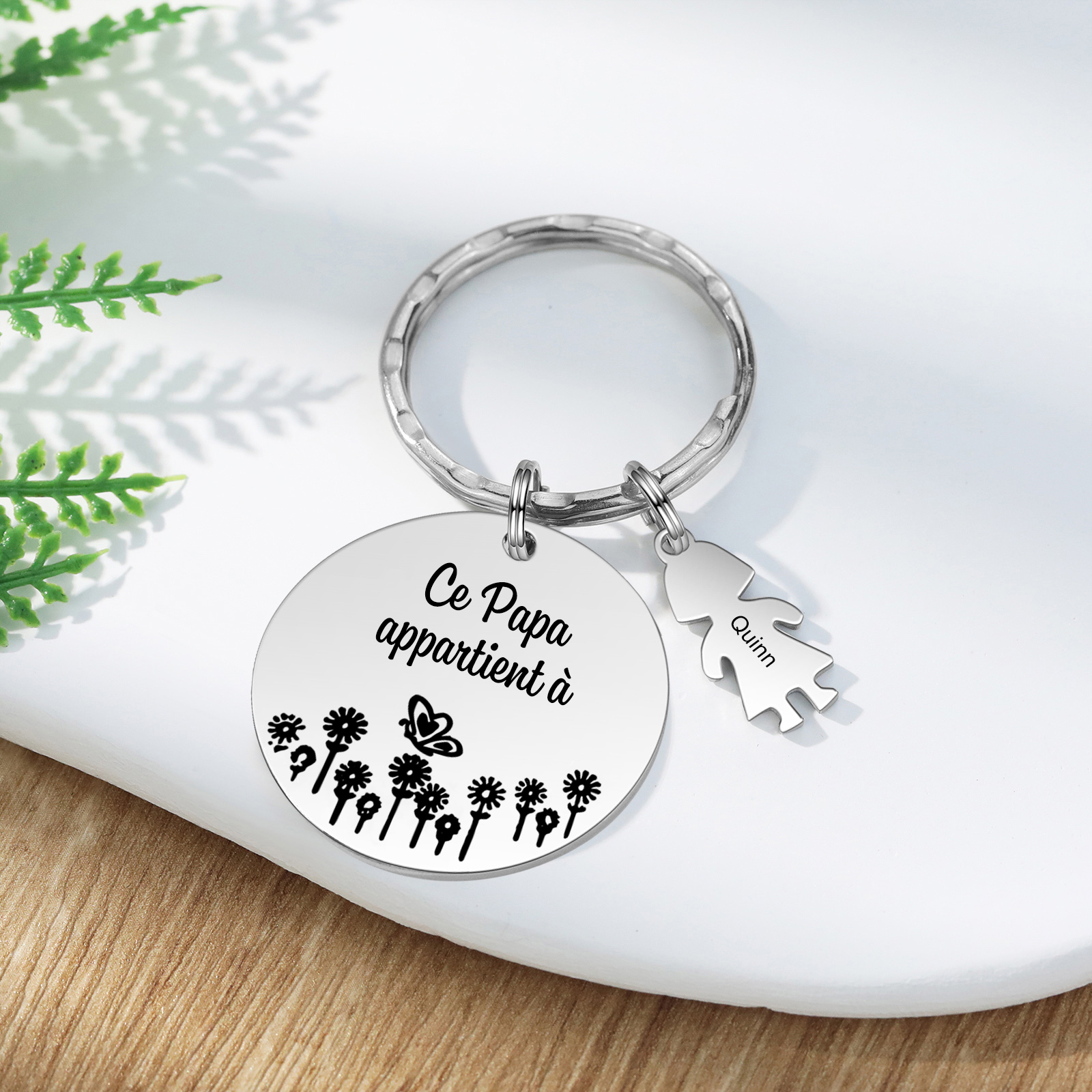 À Mon Papa - 1-5 Noms Porte-Clés Personnalisés Avec Breloques Enfants