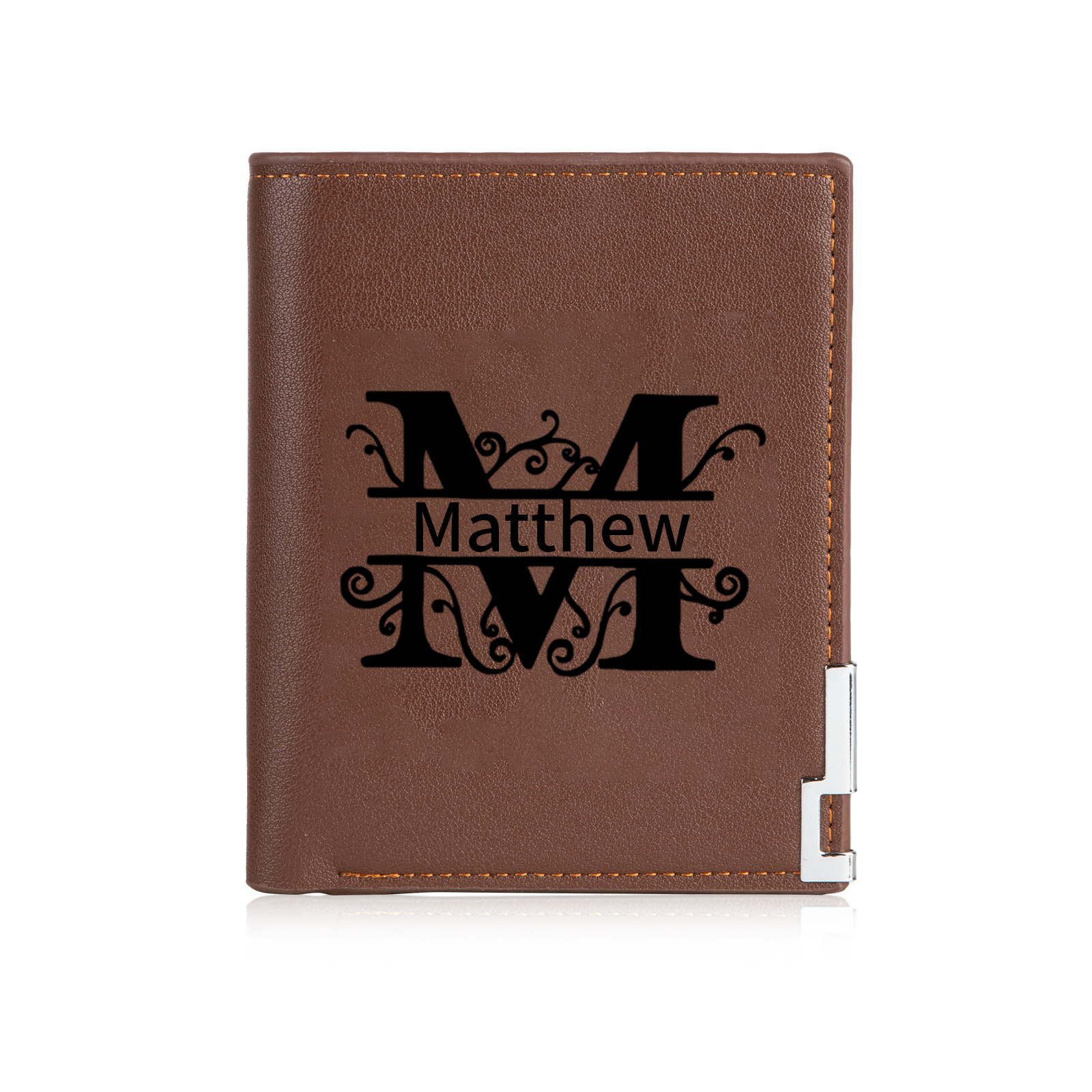 Portefeuille 1 Prénom Personnalisé avec Lettre et Photo Classique Homme Porte-Monnaie Carte