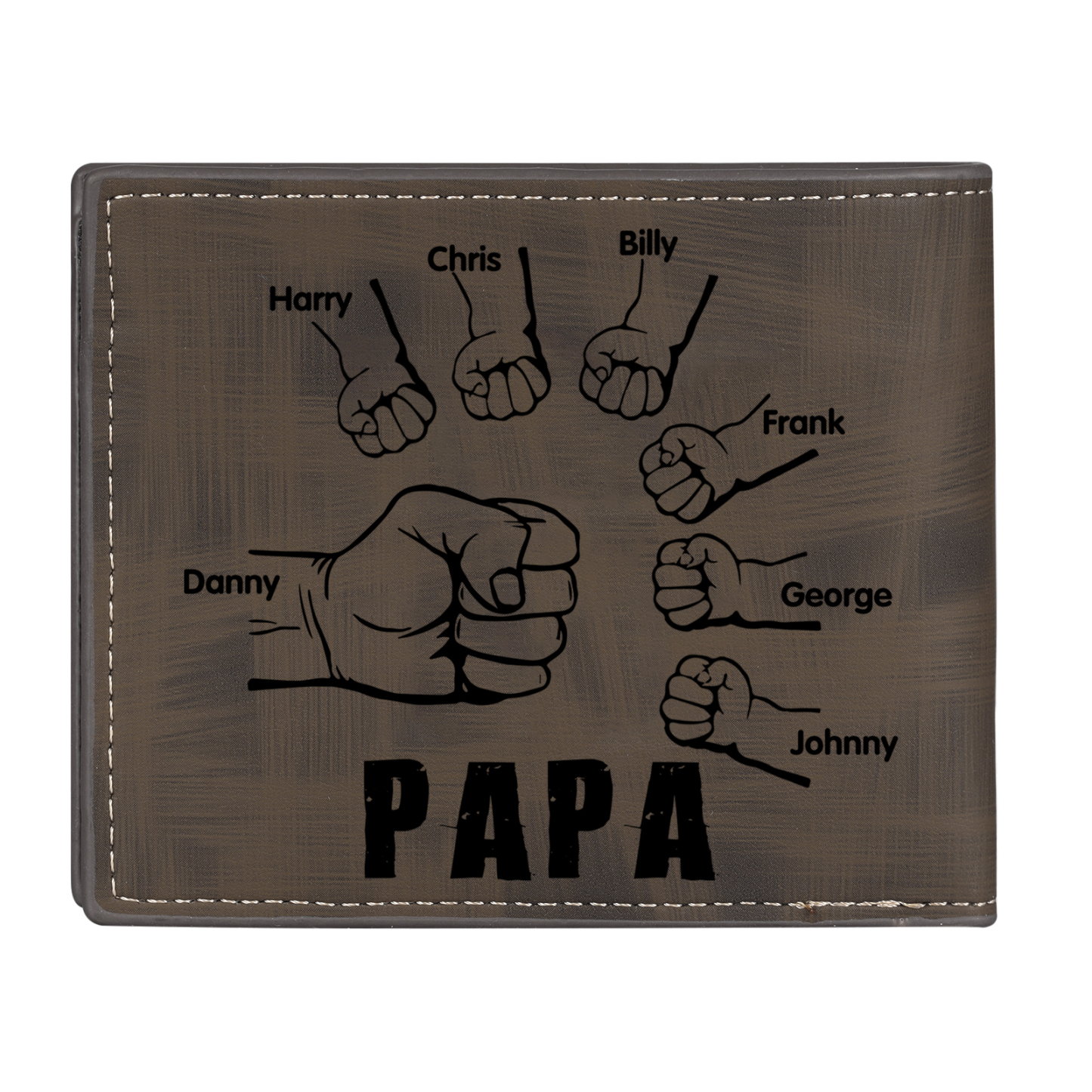 À mon Papa - Portefeuille Poings 7 Prénoms Personnalisés avec Photo Classique Homme Porte-Monnaie Carte