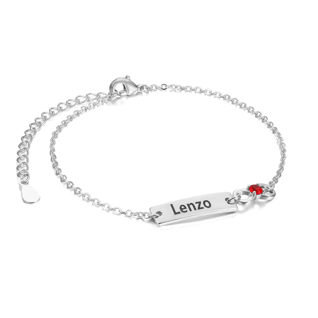 Jessemade FR Bracelet infini 1 Prénom Personnalisé avec 1 Pierre de Naissance