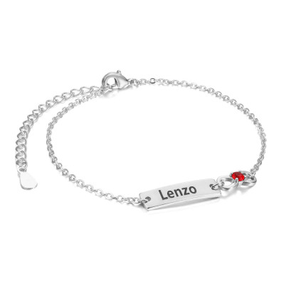 Jessemade FR Bracelet infini 1 Prénom Personnalisé avec 1 Pierre de Naissance