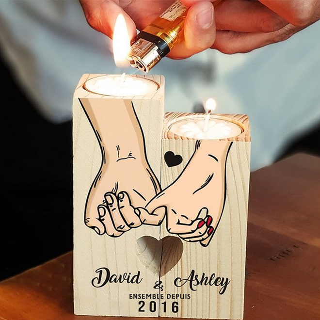 Bougeoirs en Bois promesse pinky sans bougie
