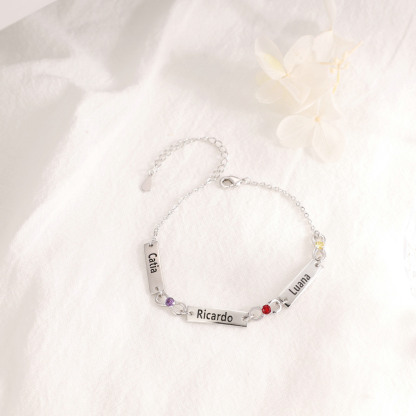 Bracelet infini Bracelet Pierre De Naissance avec 3 Prénoms Personnalisé pour Femme｜Jessemade