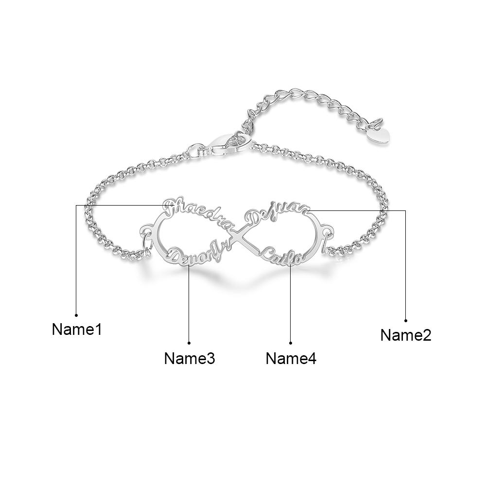 Bracelet Prénom Personnalisé infini 4 prenoms pour enfant