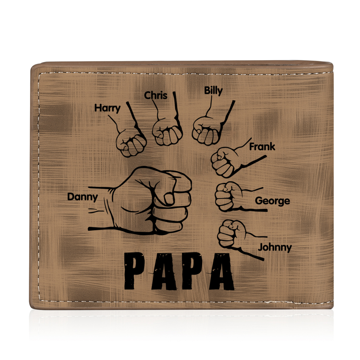 À mon Papa - Portefeuille Poings 7 Prénoms Personnalisés avec Photo Classique Homme Porte-Monnaie Carte