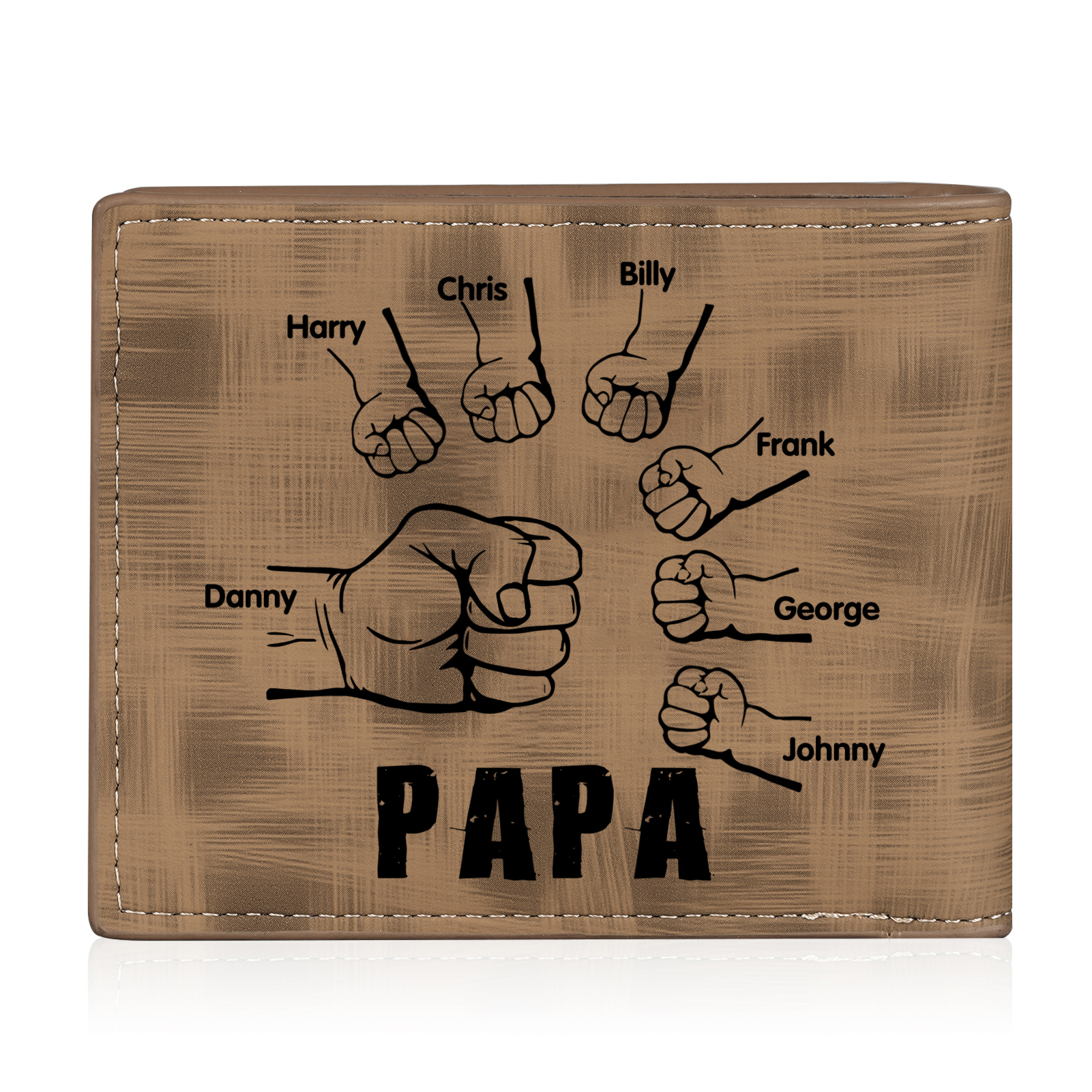 À mon Papa - Portefeuille Poings 7 Prénoms Personnalisés avec Photo Classique Homme Porte-Monnaie Carte