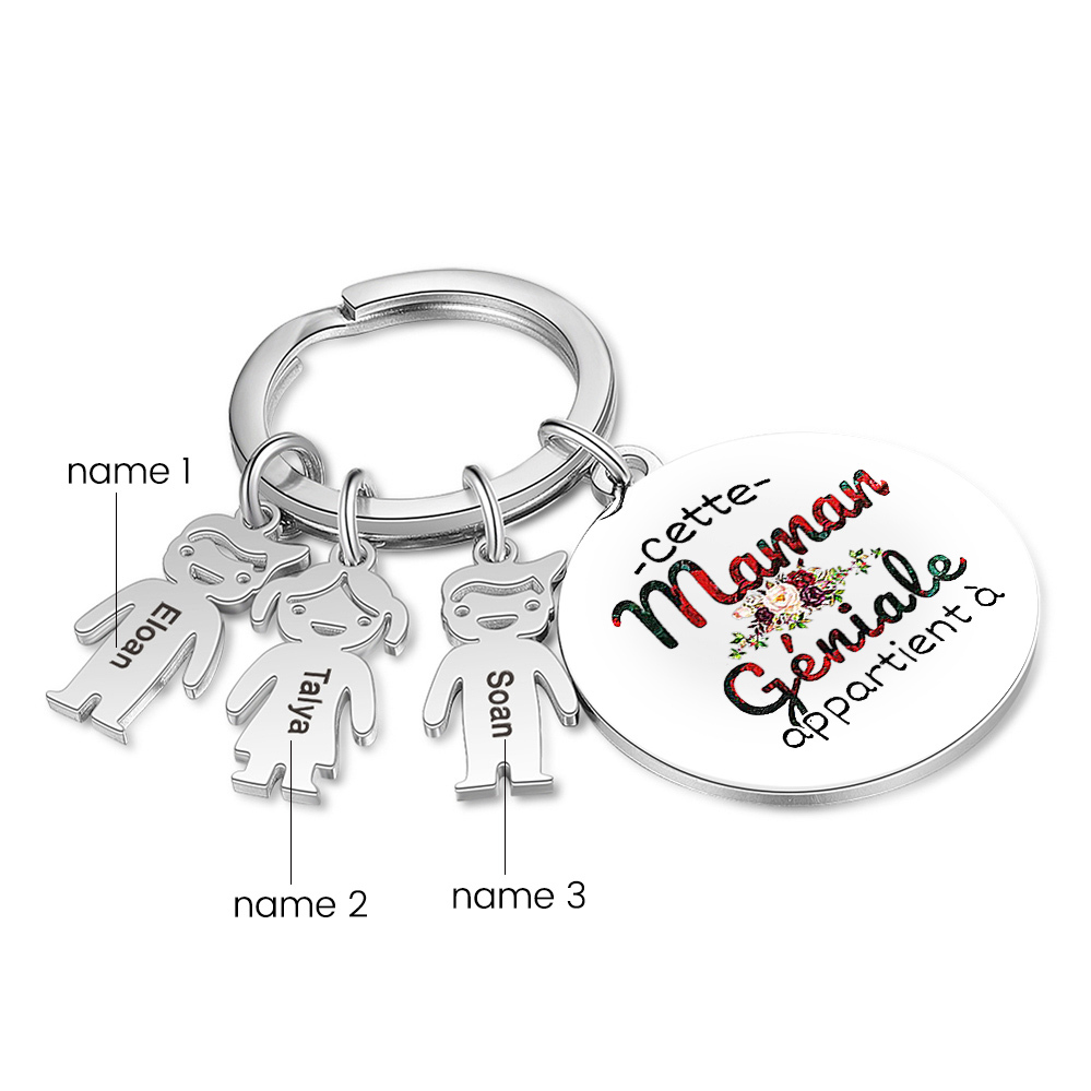À Ma Maman - 1-5 Noms Porte-Clés Personnalisés Avec Breloques Enfants
