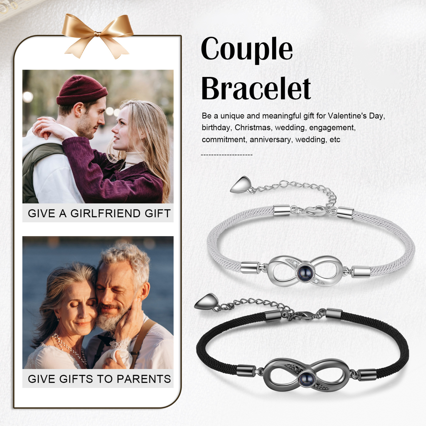 Bracelet couple Photo De Projection Photo Personnalisé Bracelet en Commun | Jessemade