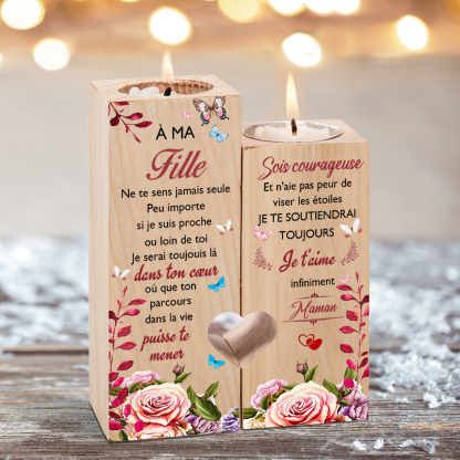 À ma Fille - Bougeoir en Bois sans bougie Cadeau de Maman pour Fille