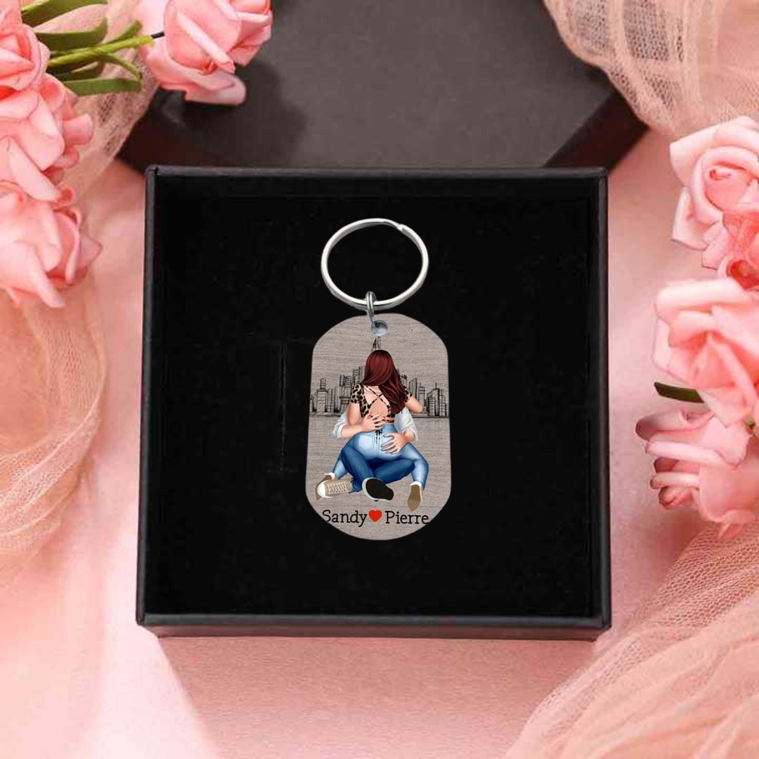 Porte-Clés 2 Prénoms Personnalisés pour Couple