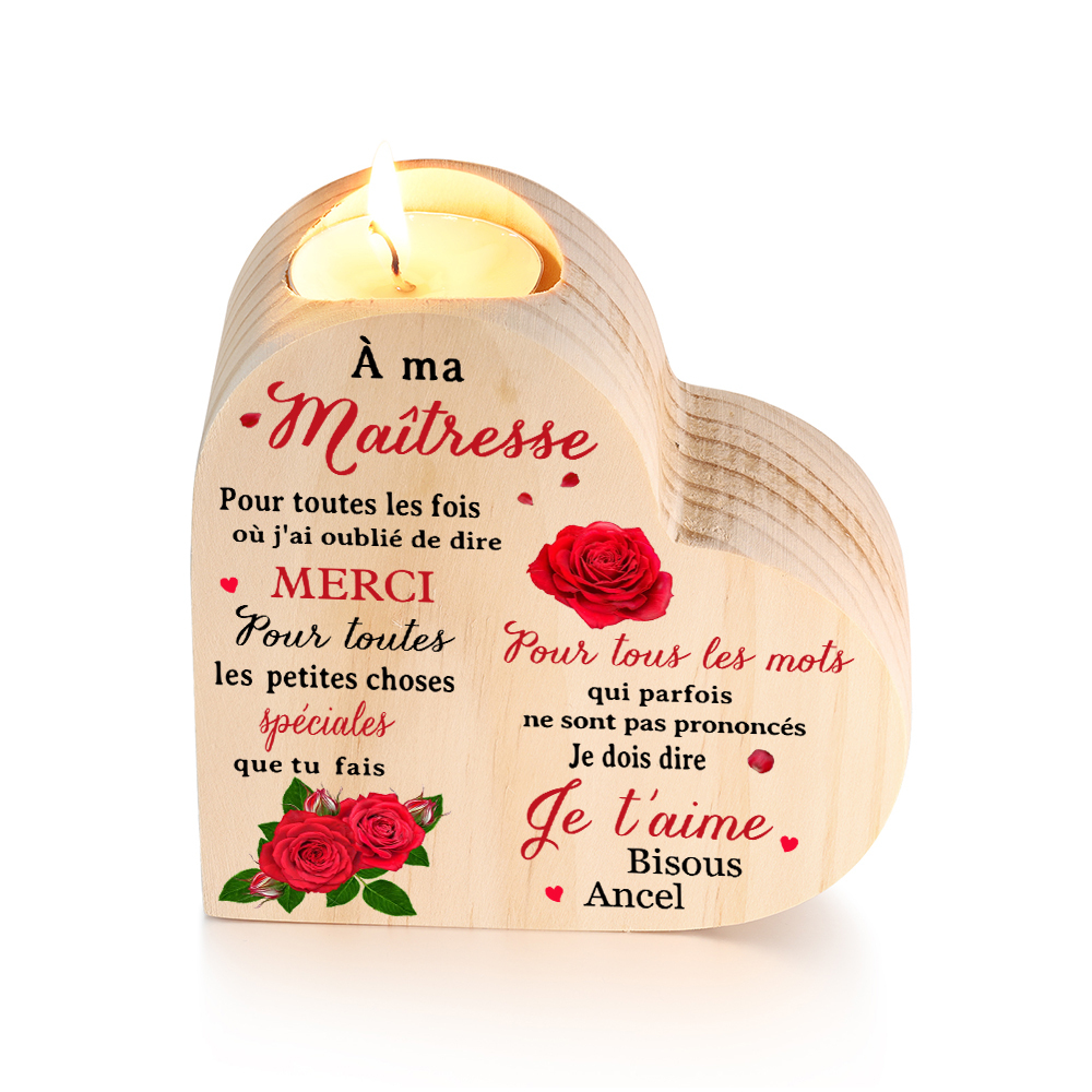 À Ma Maîtresse-Bougeoir en Bois Prénom Personnalisé sans Bougie