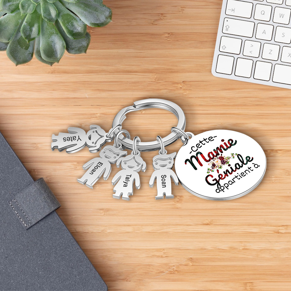 À Ma Mamie - 1-5 Noms Porte-Clés Personnalisés Avec Breloques Enfants