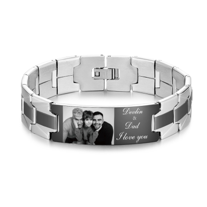 Bracelet Photo Personnalisé avec 2 Prénoms pour Homme｜Jessemade
