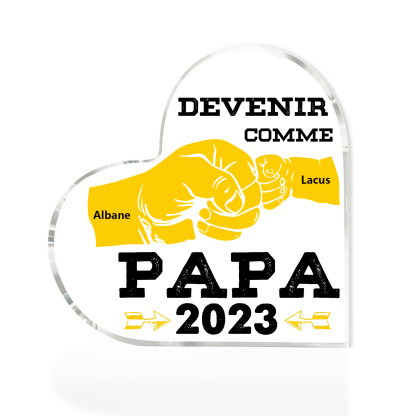 À mon Papa - Plaque Acrylique Poings 2 Prénoms Personnalisés avec Année | Cadeau Fête des Pères | Jessemade