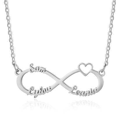 Collier amour et Infini 3 Prénoms Personnalisés Meilleur Cadeau Pour Vous