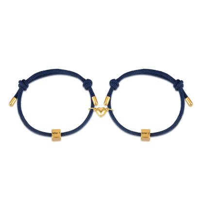 Bracelet Initiale Magnétique 2 Lettres Personnalisées pour Couple｜Jessemade