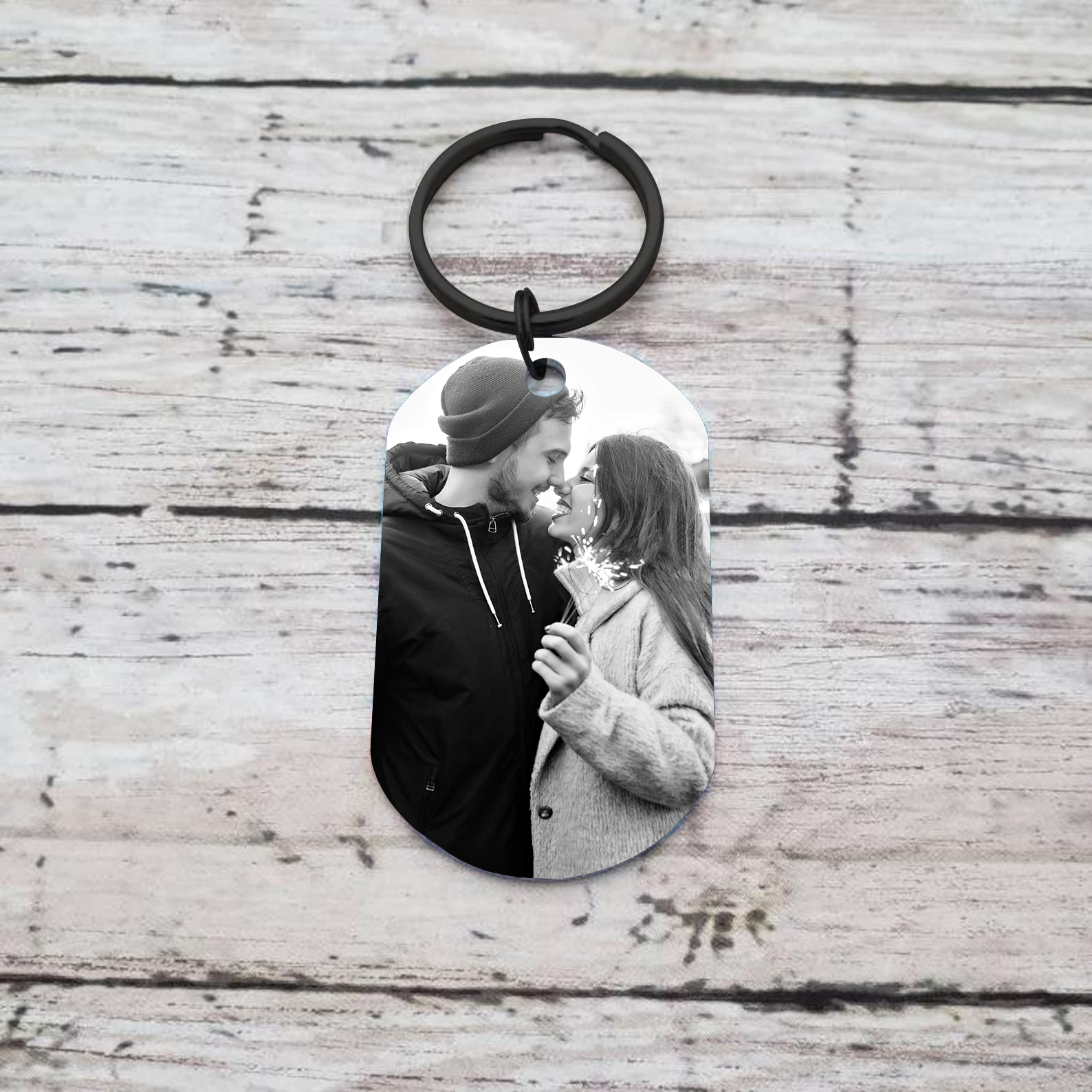 Porte-Clés Couple 1 Prénom et Photo Personnalisés | Jessemade