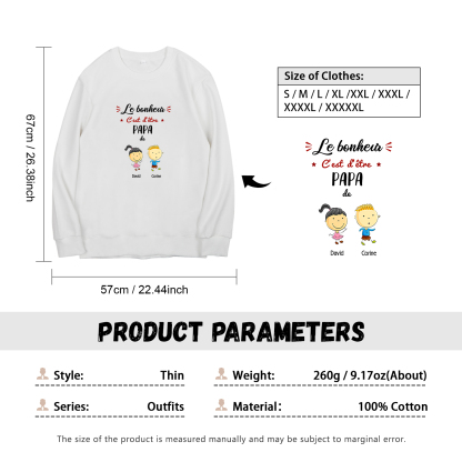 Sweat-Shirt 2 Enfants 2 Prénoms Personnalisés avec Texte