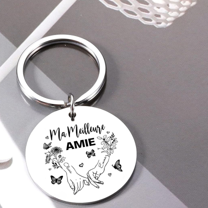 À Ma Meilleure Amie - Porte-Clés avec 2 Prénoms Personnalisés Porte-Clés Promesse du petit doigt