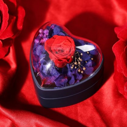 Boîte en Forme de Cœur Cadeau de Boîte à Bijoux Rose Enchantée