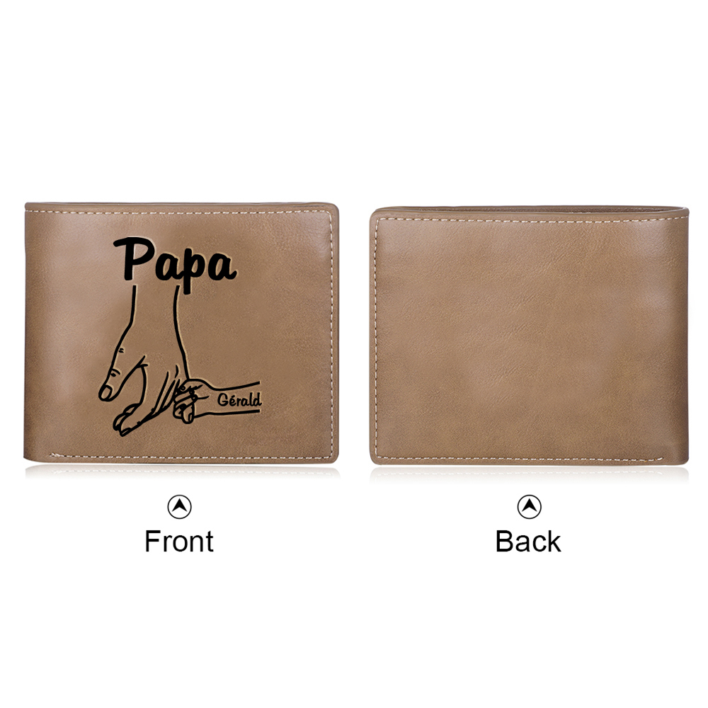 À mon Papa-Portefeuille La Main Dans La Main 1 Prénom Personnalisé Classique Homme Porte-Monnaie Carte | Cadeau Fête des Pères | Jessemade