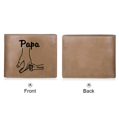 À mon Papa-Portefeuille La Main Dans La Main 1 Prénom Personnalisé Classique Homme Porte-Monnaie Carte | Cadeau Fête des Pères | Jessemade