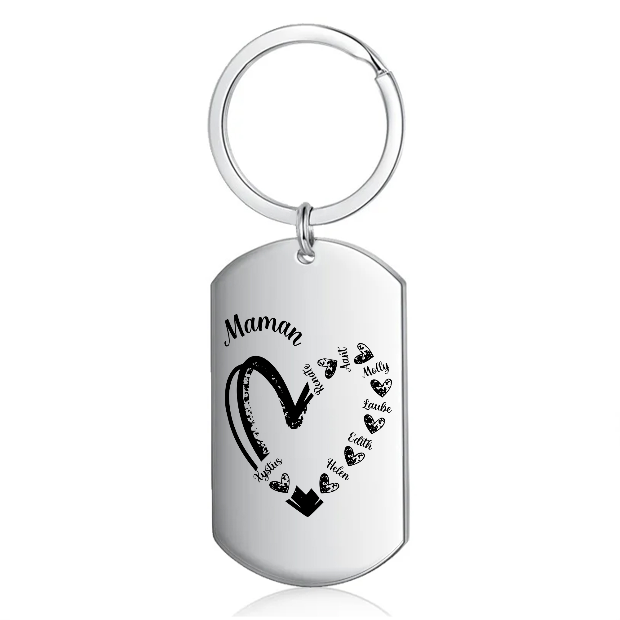 À Ma Maman - Porte-Clés Cœur 2-7 Noms Personnalisés