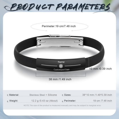 Bracelet Cuir 1 Prénom et Date Personnalisés pour Homme
