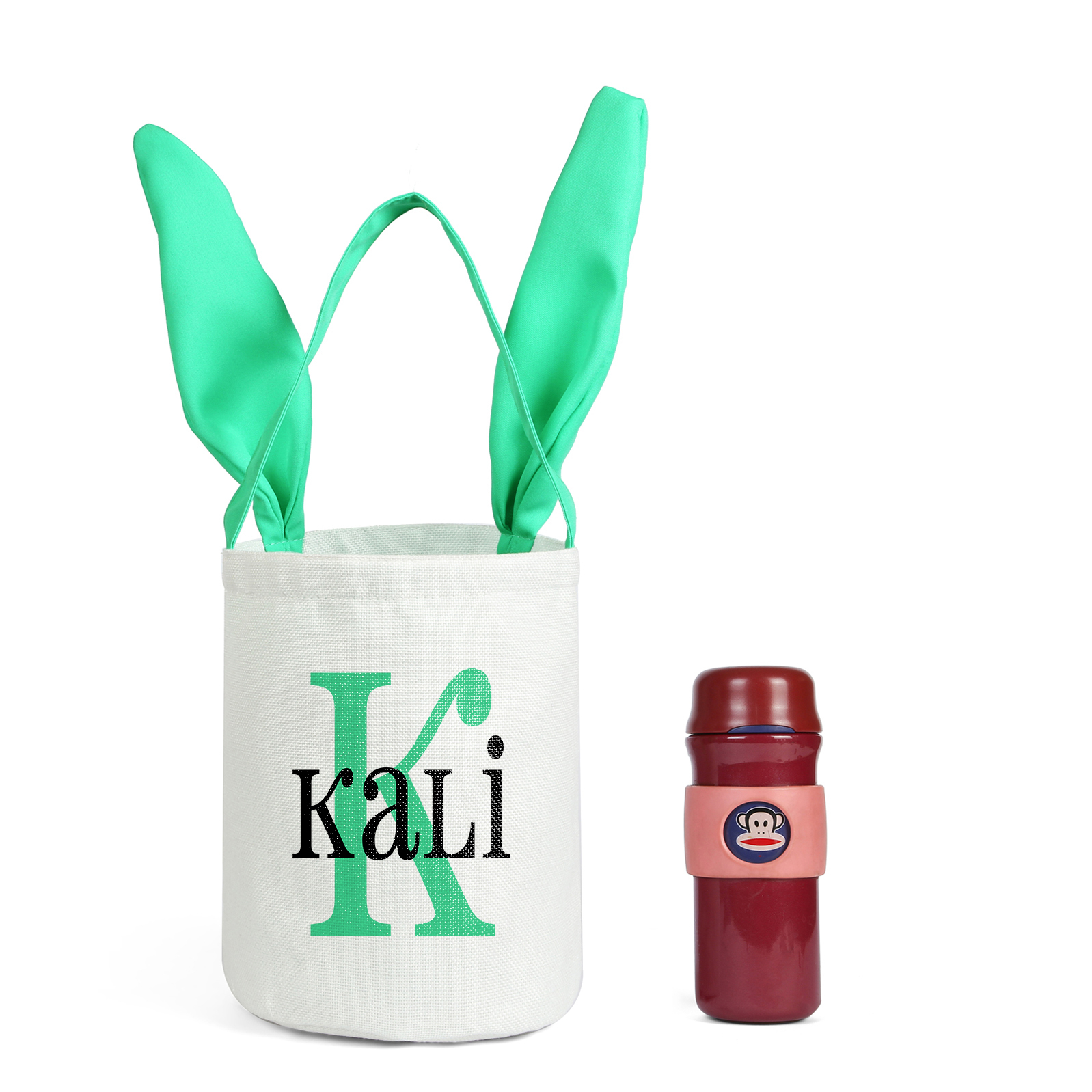 Sac de Pâques Lapin 1 Prénom et Lettre Personnalisés Tote Bag Enfant