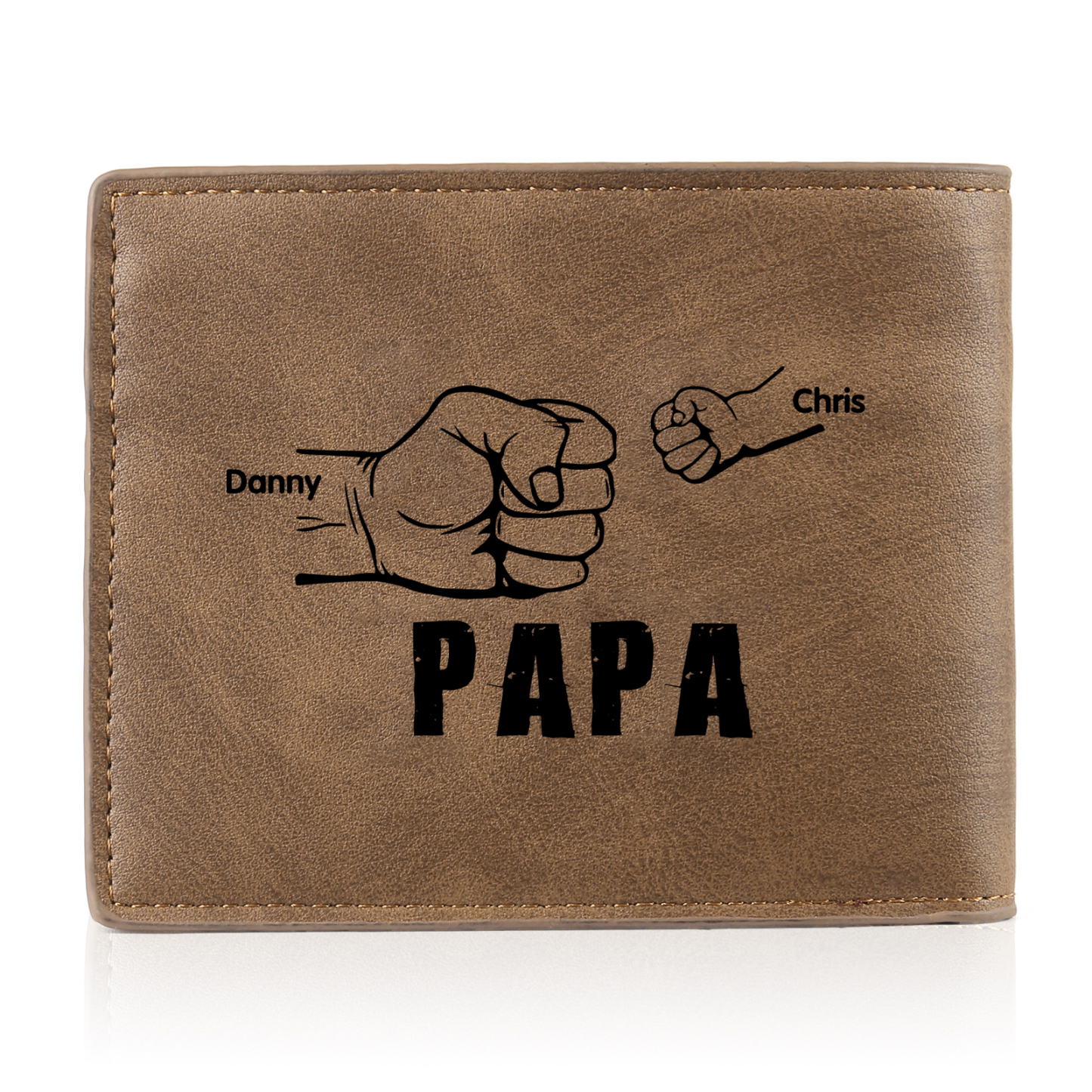 À mon Papa - Portefeuille Poings 2 Prénoms Personnalisés avec Photo Classique Homme Porte-Monnaie Carte