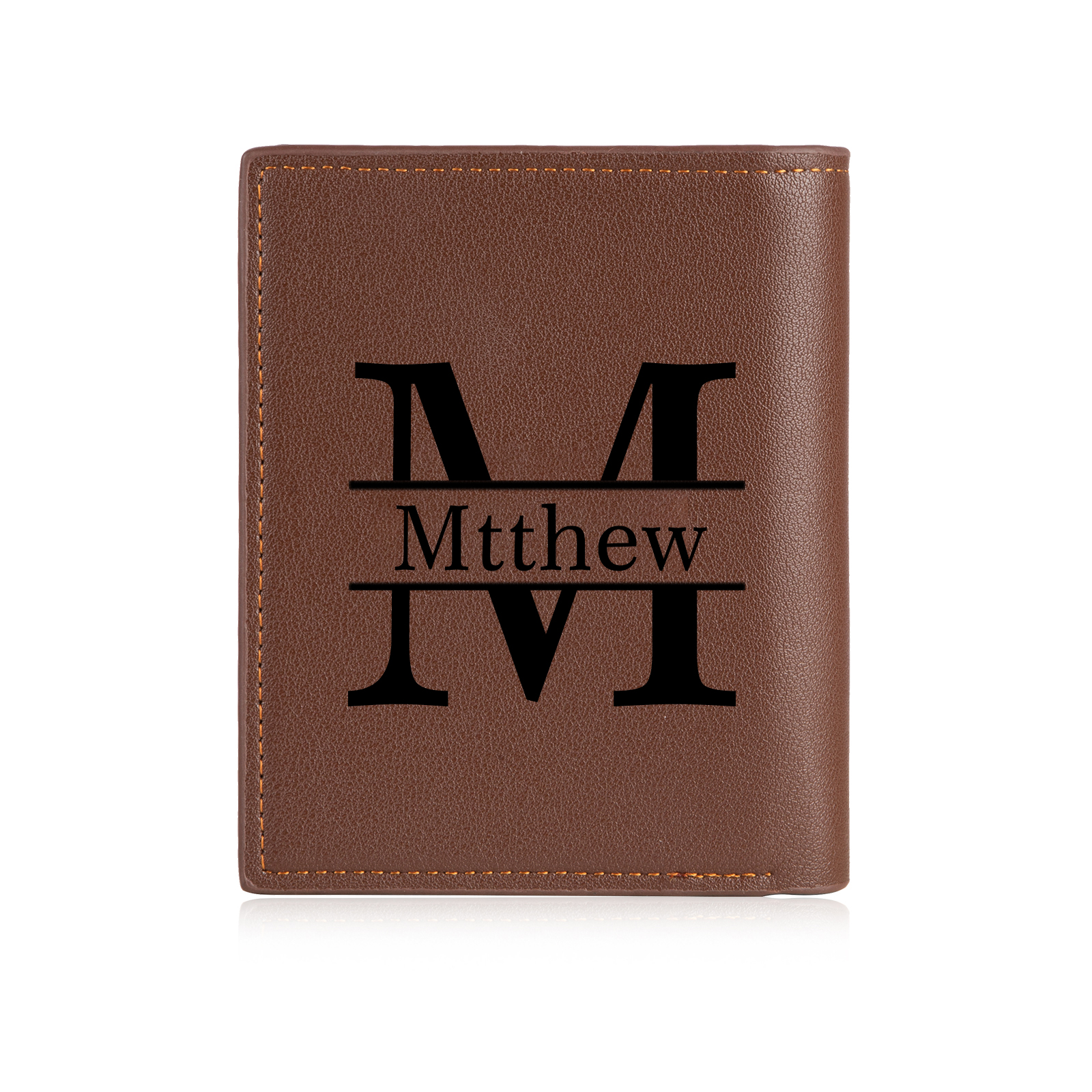 Portefeuille 1 Prénom Personnalisé avec Lettre et Photo Classique Homme Porte-Monnaie Carte