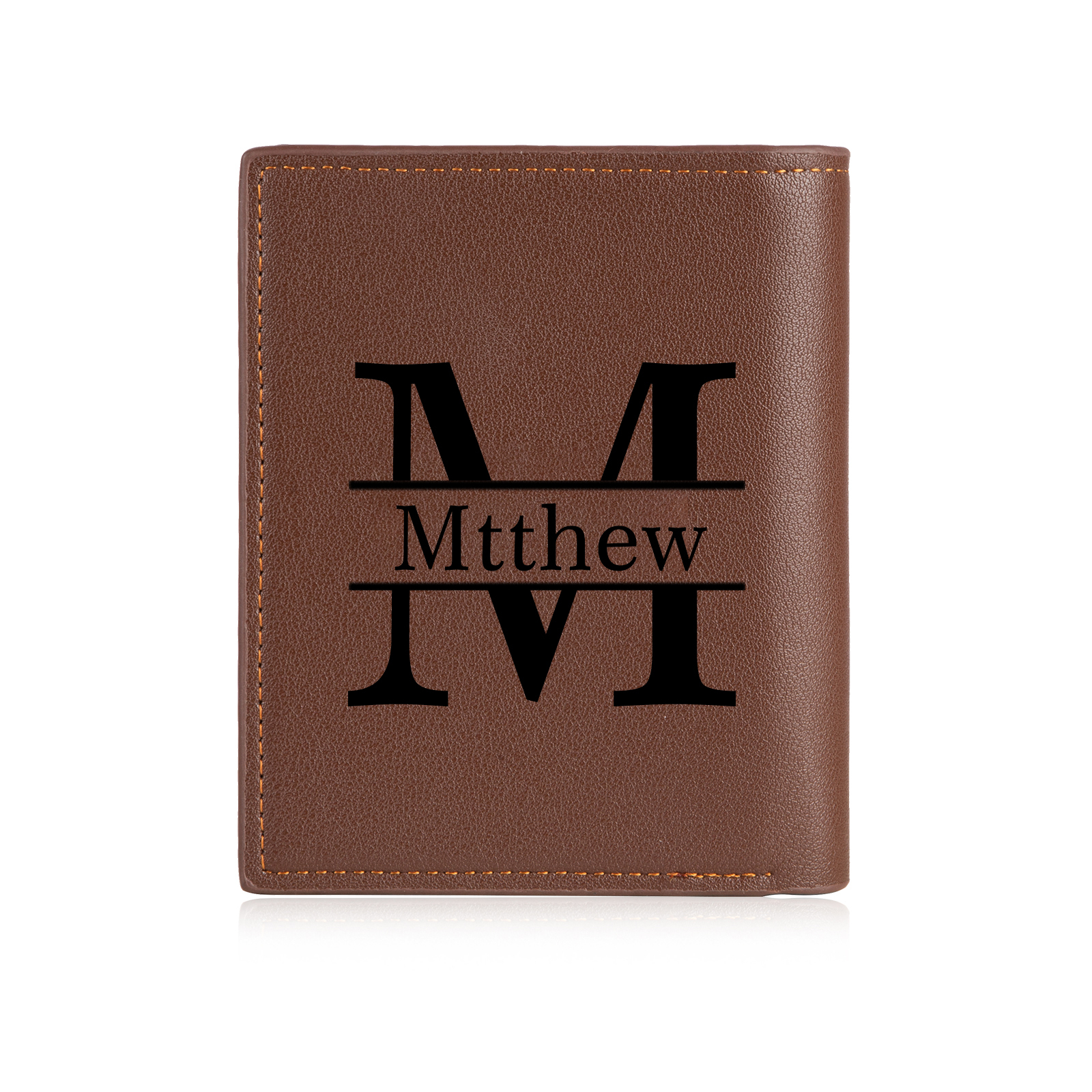 Portefeuille 1 Prénom Personnalisé avec Lettre et Photo Classique Homme Porte-Monnaie Carte