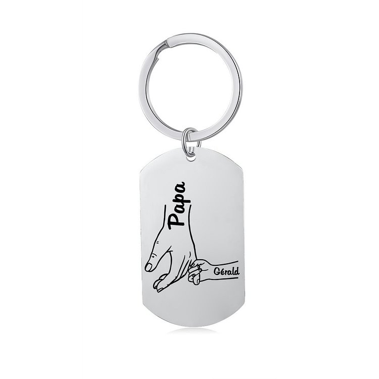 À mon Papa - 1-5 Noms Porte-Clés la main dans la main Personnalisés