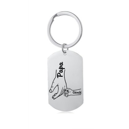 À mon Papa - 1-5 Noms Porte-Clés la main dans la main Personnalisés