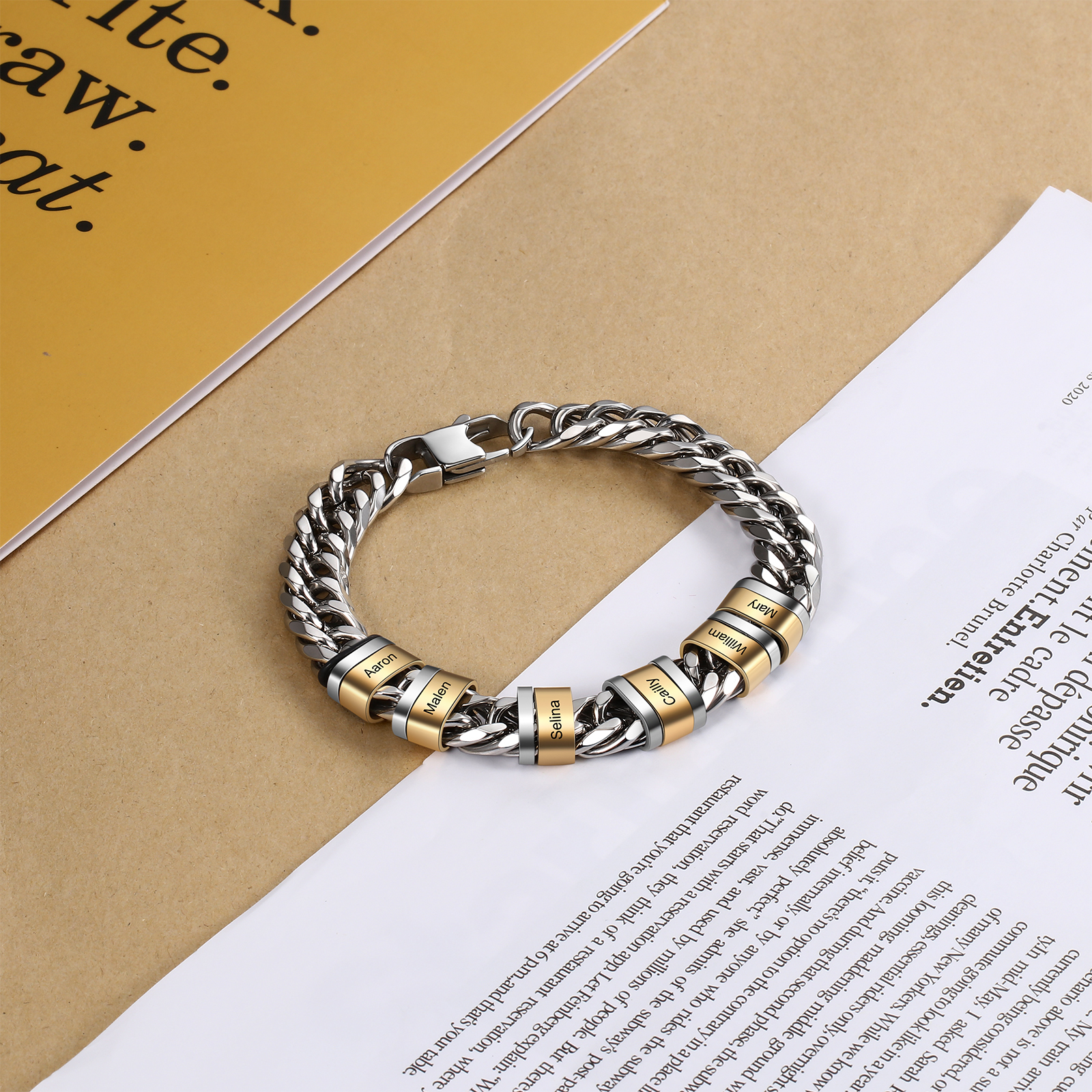 Bracelet Gourmette en acier inoxydable 6 Prénom Personnalisé pour Homme | Gravure Unique