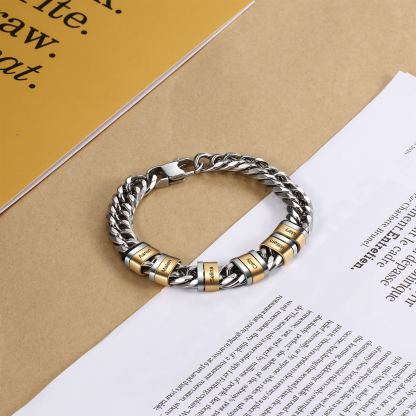 Bracelet Gourmette en acier inoxydable 6 Prénom Personnalisé pour Homme | Gravure Unique