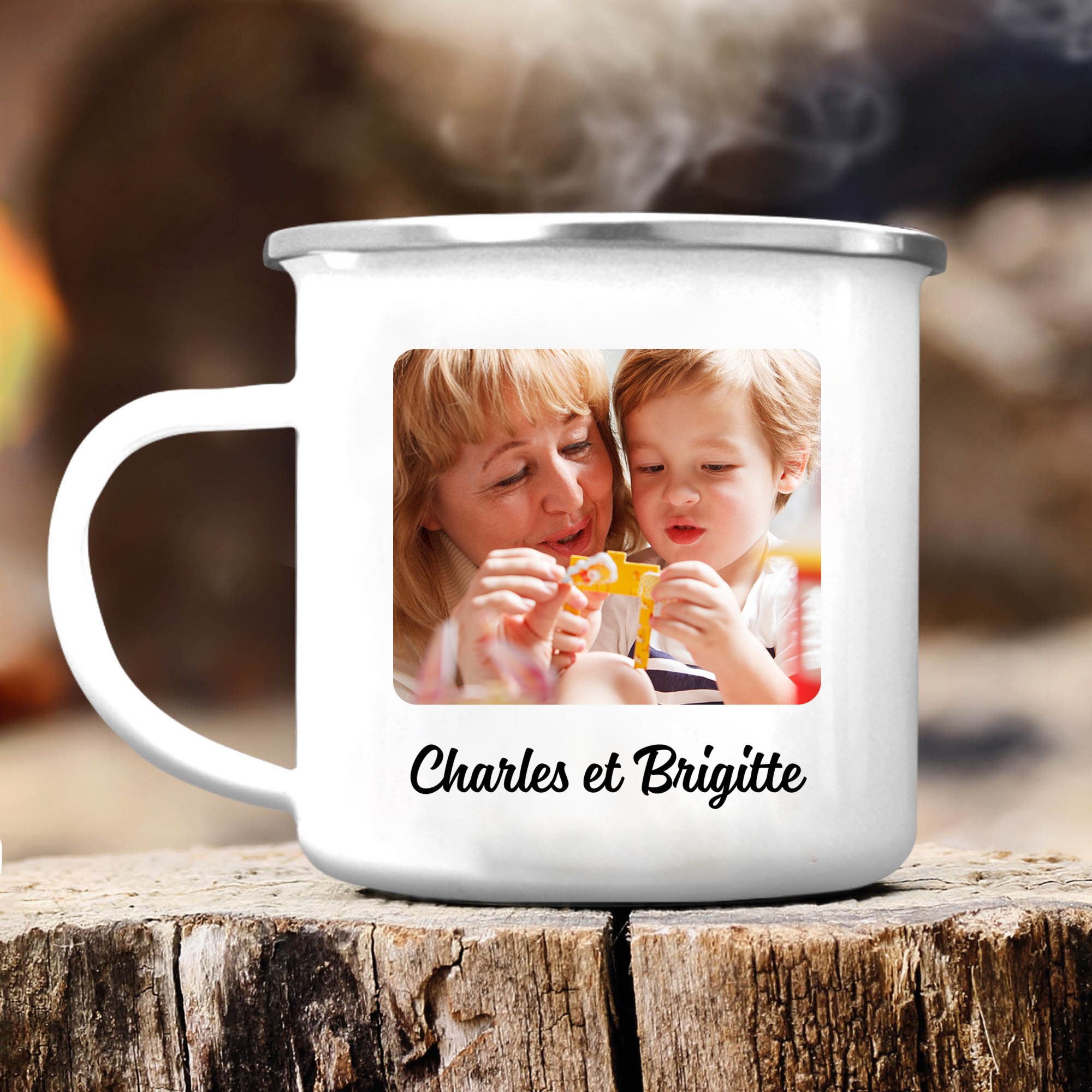 À Ma Nounou - Tasse émaillée Prénom et Photo Personnalisés