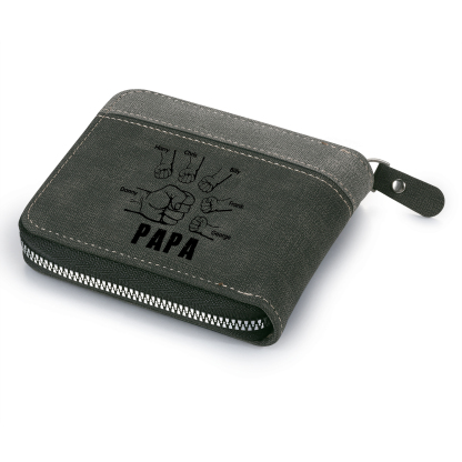 À mon Papa - Portefeuille Poings 6 Prénoms Personnalisés avec Photo Classique Homme Porte-Monnaie Carte