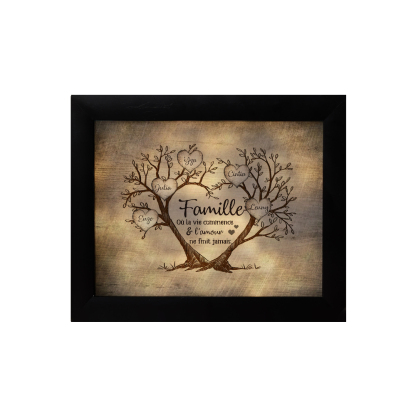 Cadre Photo LED Couple 3-6 Prénoms Personnalisés Arbre de vie