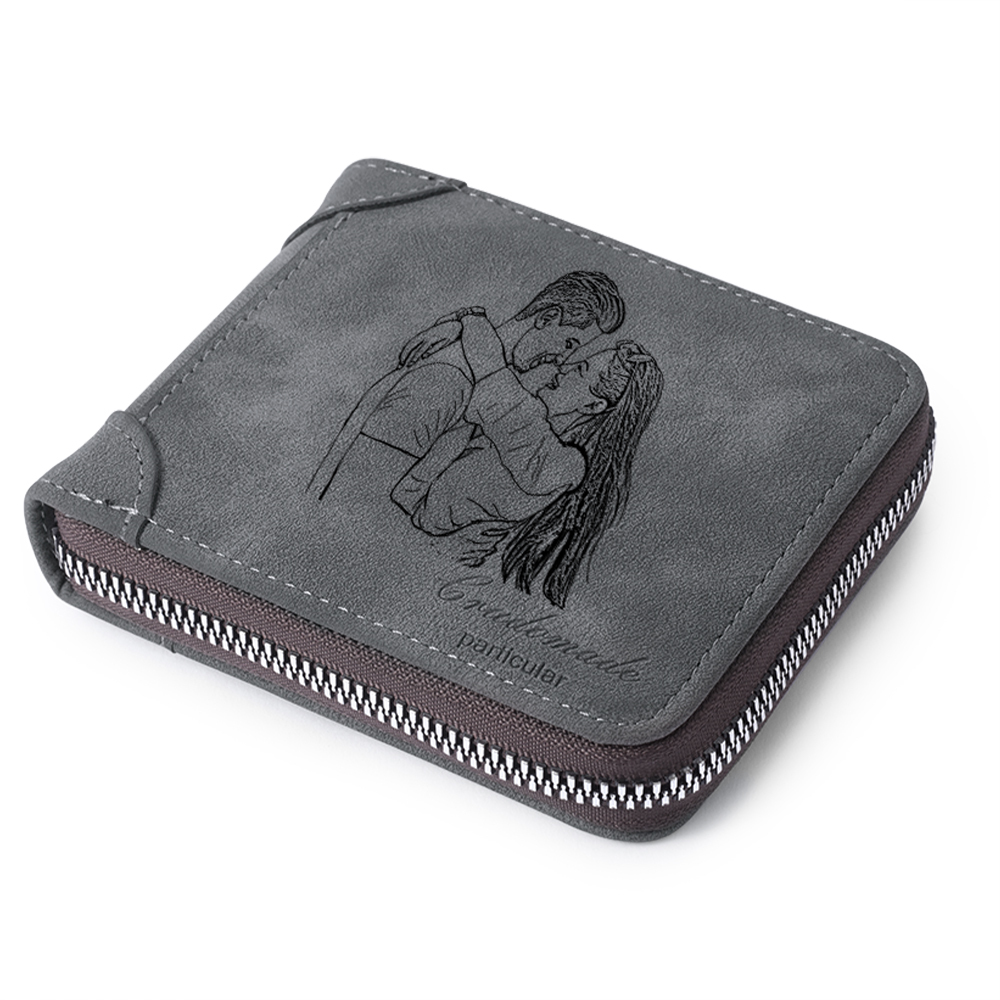 Portefeuille Photo Personnalisé Classique Homme Porte-Monnaie Carte Cadeau pour Père